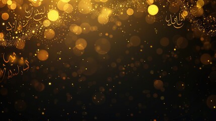 Poster - Bokeh gold lights background with Ramadan greeting written in both English and Arabic