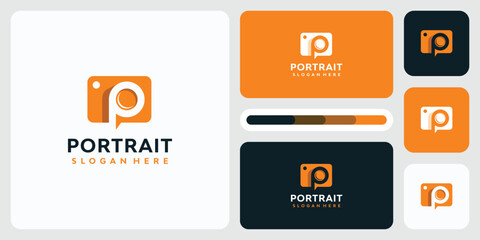Poster - Abstract camera shape initial letter P vector logo design.