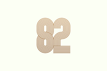 Wall Mural - Number 82 Logo. Monogram Number 82 logo multi line style. usable for business logos and anniversary. flat design logo template. vector illustration