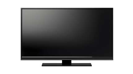Modern large black TV, png file of isolated cutout object with shadow on white or transparent background