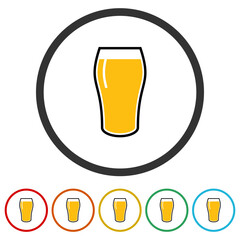 Canvas Print - Beer glass icon. Set icons in color circle buttons