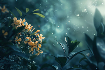 Poster - Dreamy landscape, A slide Background showcasing the beauty and uniqueness of life. Nature and biodiversity. Background image. Created with Generative AI technology