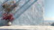 Espace vide pour décor ou shooting photo, mur en Grèce, épurée et belle décoration, style ancien, charmant, mignon, romantique, lumineux, Santorini, blanc, bleu