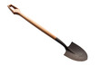 A simple photograph of a shovel with a wooden handle. on a White or Clear Surface PNG Transparent Background.