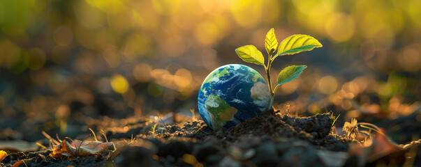 Wall Mural - Global with plant , Earth day concept 