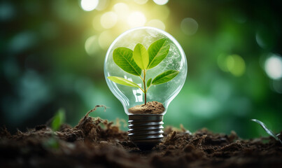 Poster - light bulb with plant