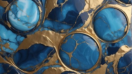 Wall Mural - Abstract marble wallpaper background , luxury marble texture gold and blue tone