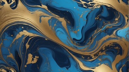 Wall Mural - Abstract marble wallpaper background , luxury marble texture gold and blue tone