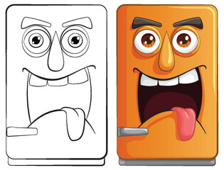 Two cartoon characters expressing playful emotions.