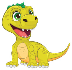 Poster - Cheerful green dinosaur with a big smile