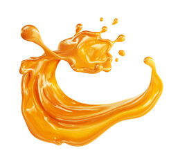 Canvas Print - Caramel sauce, Liquid syrup splash, sugar candy caramel or melted toffee, 3d illustration.