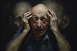 Elderly bald man suffering from split personality