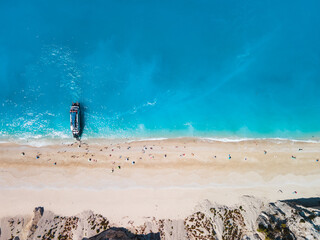 Wall Mural - aerial view of egremni beach Lefkada island Greece