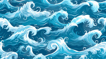 Seamless Pattern Background Of Beautiful Blue Ocean Waves