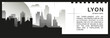 © Anastasiia - Lyon skyline vector banner, black and white minimalistic cityscape silhouette. France city horizontal graphic, travel infographic, monochrome layout for website