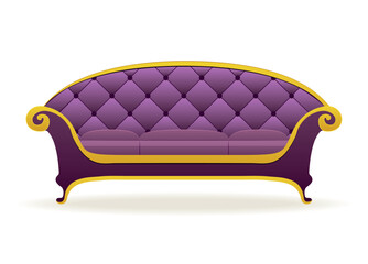 Wall Mural - Luxury purple furniture of colorful set. This depiction captures the essence of a luxury sofa, adding elegance and charm to any space. Vector illustration.