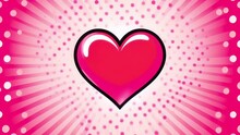 Beating Of Pop Art Heart In Vivid Red, Outlined In Black, Radiates Against A Backdrop Of Pink With White Polka Dots, Symbolizing Love And Valentine's Day Celebration