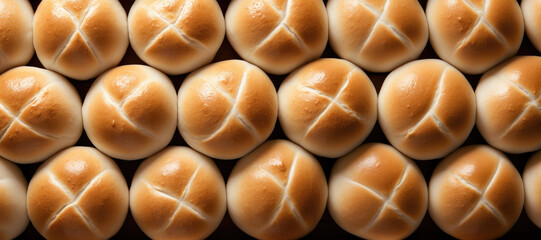 Delicious Banner of Bread Rolls Shot From Above