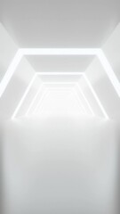 Aufkleber - Abstract vertical white futuristic geometric tunnel, architecture design concept, 3d rendering. loop animation.