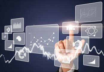 Poster - KPI key digital performance indicator technology concept.