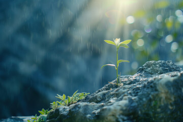 Poster - A slide background for showcasing spirituality and harmony with nature. Background image. Created with Generative AI technology
