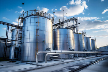 Large Stainless Steel Tanks in an Industrial Industry