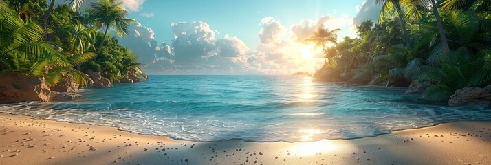 Wall Mural - Sunset over the sea, beach background