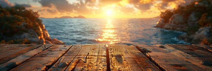 Poster - Sunset on the sea, Banner Image For Website, Background Pattern Seamless, Desktop Wallpaper	