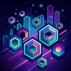 Wall Mural - abstract neon line background geometric futuristic colorful beautiful amazing unreal bright figurative art vector vector