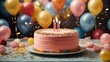 © Ankor_stock. - Balloons, confetti, and a delectable cake set the birthday celebration stage