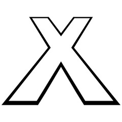 Poster - Logo letter x, tall slender font letter x perspective height