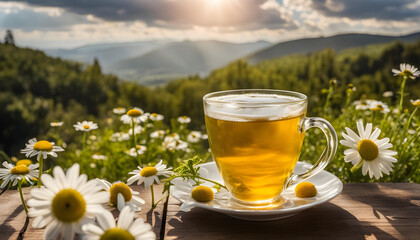 cup of tea with flowers