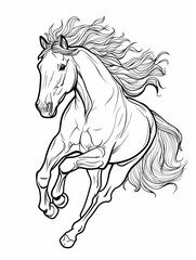 Naklejka na meble Coloring pages or sketch of running horse 