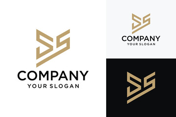 Wall Mural - S letter logo monogram, modern symbol mockup for hipster business card SS SS Initial Alphabet Letter Monogram Logo Icon vector illustration