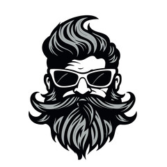  Bearded man with sunglasses and moustache. Vector illustration.