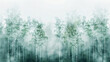 Panorama of a green birch forest