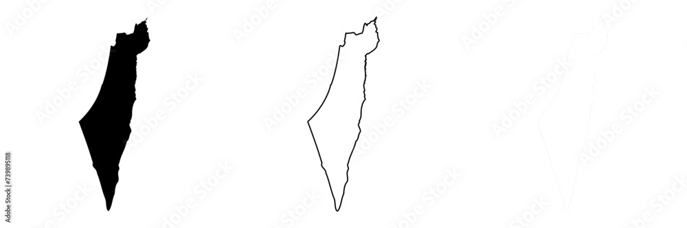 Vector Plus Israel Image vectorielle Stock Israel country silhouette. Set of 3 high ...