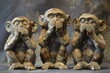 Three monkeys symbolizing see no evil hear no evil speak no evil. Concept Monkeys, Symbolism, Three Wise Monkeys
