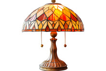 Vintage Tiffany Style Stained Glass Table Lamp Isolated On White Background
