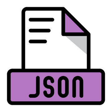 Json file icon colorful style design. document format text file icons, Extension, type data, vector illustration.