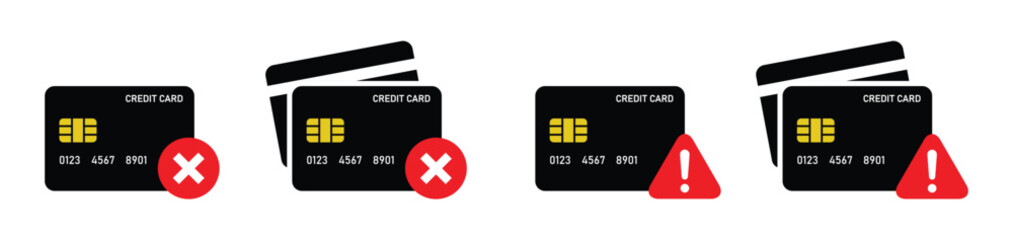 Credit card error icon. Money card blocked icon, vector illustration