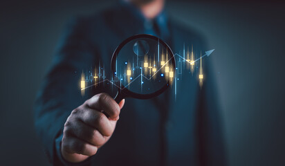 Aufkleber - Businesspeople investor trader analyze financial data chart trading forex, investing in stock markets, funds and digital assets, Business finance technology and investment concept. Trade, budget.