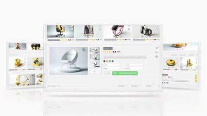 online marketplace website animation. e-commerce and shopping products. marketing, trading and sales