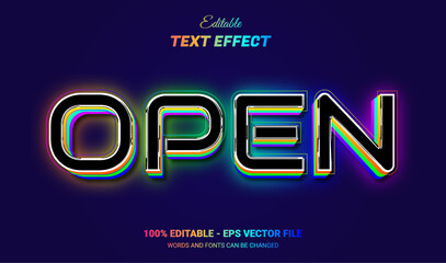 Canvas Print - open editable neon text effect