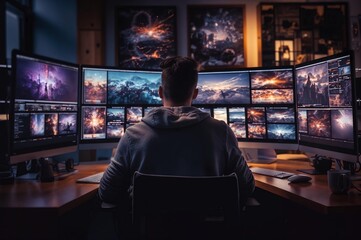 Aufkleber - Designer working in office editing photos