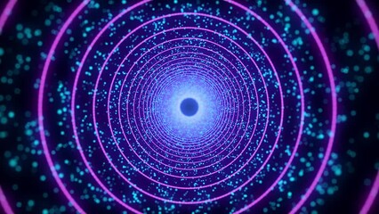 Leinwandbilder - Abstract 3d portal. Circle tunnel or wormhole. Digital background with connected blue dots and lines. 3D rendering.