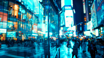 Wall Mural - city, night, street, travel, urban, blurred, people