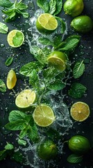 Wall Mural - The freshness of a mojito cocktail with splashes