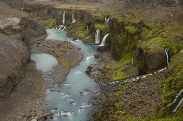 Landscapes from Iceland, SigöldugljufurCanyon, Tungnaárfell and goats