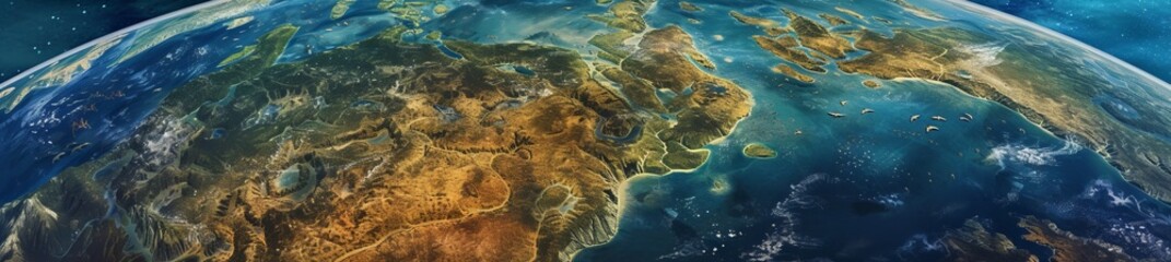 Wall Mural - Pangaea's immense supercontinent, showcasing an unparalleled diversity of ecosystems; from lush, dense primeval forests